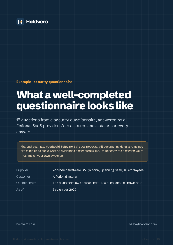 Cover: Example completed questionnaire