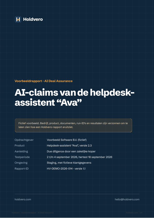 Voorblad: Voorbeeldrapport AI Deal Assurance
